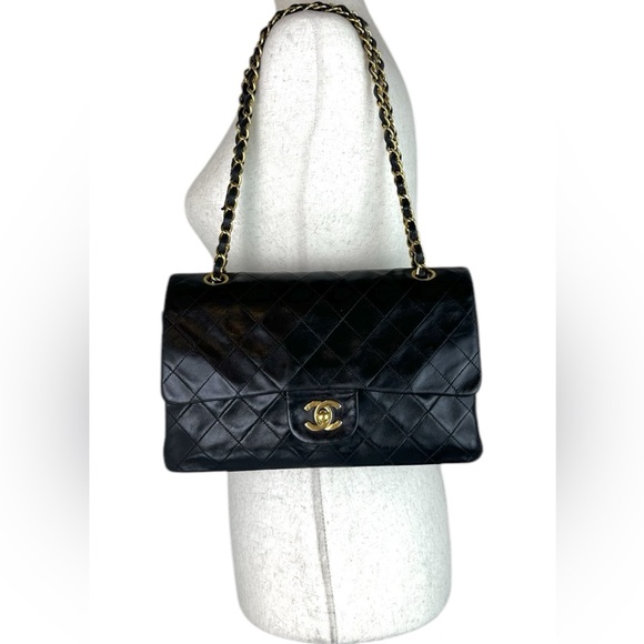 CHANEL Double Flap Quilted CC Logo Lambskin Chain Shoulder Bag - Picture 3 of 17